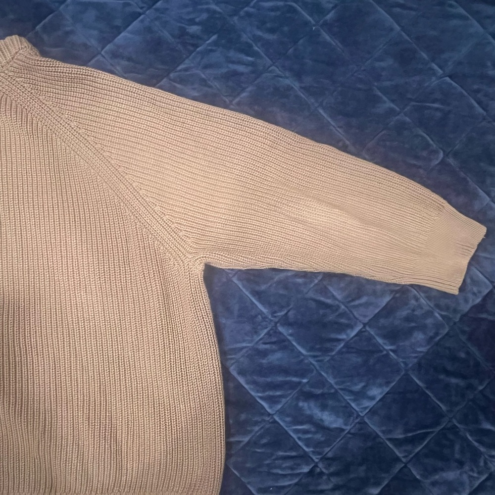 Jenni Kayne Oversized Cotton Fisherman Sweater, 2X, Camel/Beige/Caramel Color - Picture 4 of 9
